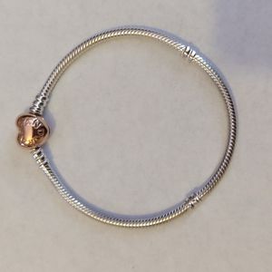 Pandora bracelet two tone Rose and Sterling Silver Heart Clasp